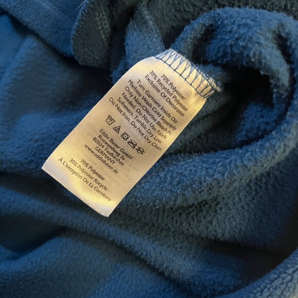 Eddie Bauer Teal Hooded Quarter Snap Fleece Mens XL - Picture 3 of 3